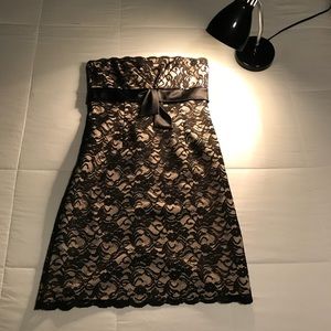 Strapless Dress with Black Lace